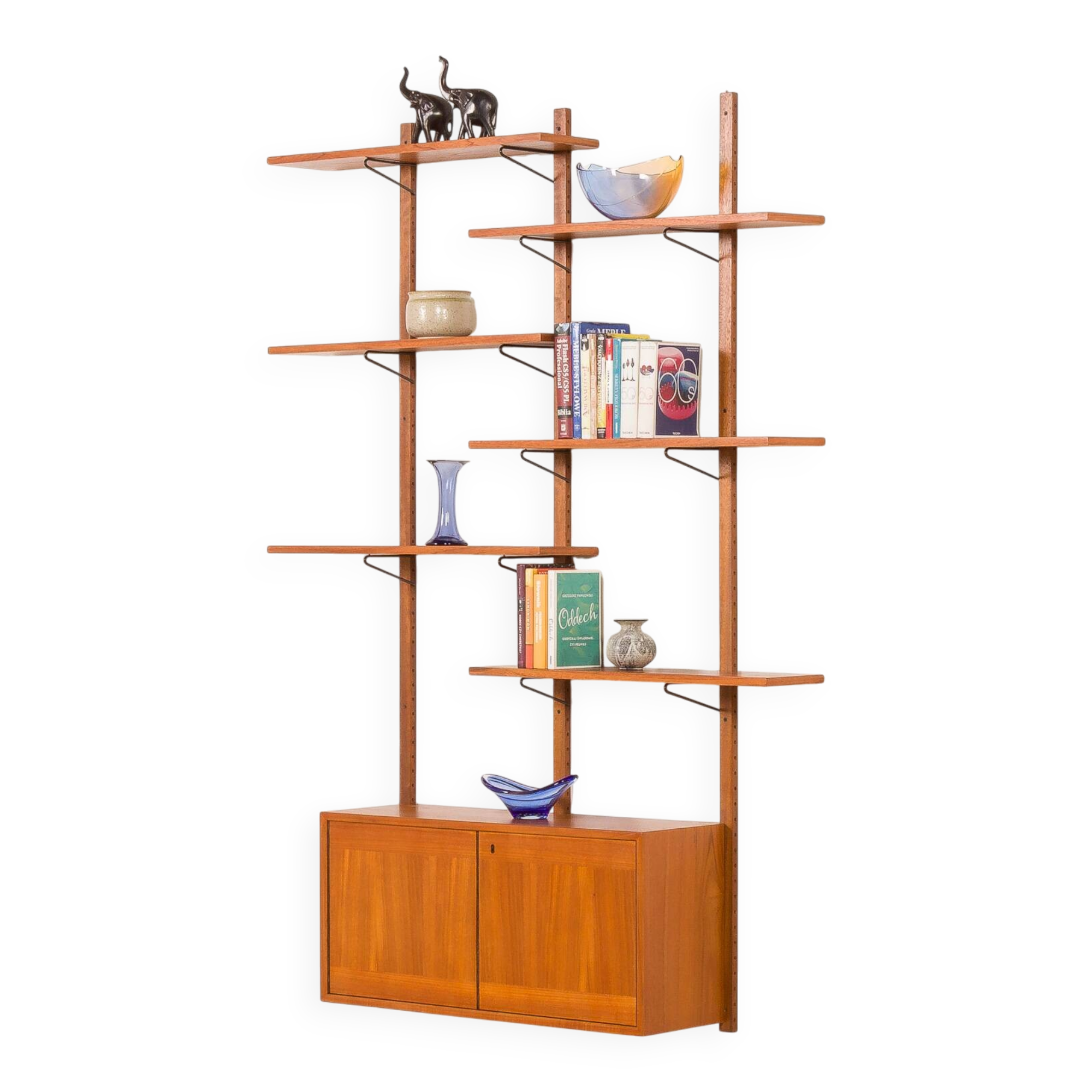 Scandinavian mid-century teak wall unit, 1970s