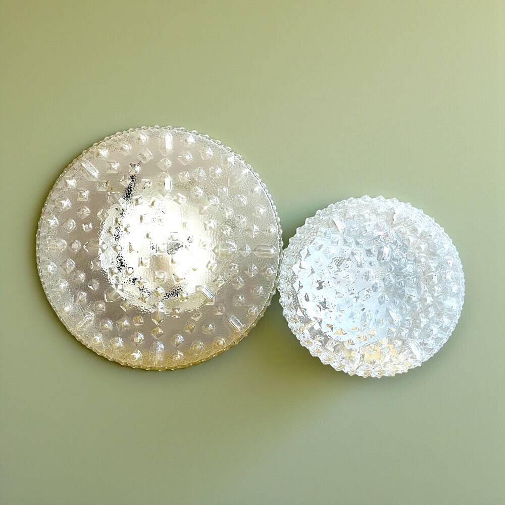 Pair round glass flush mount wall sconces