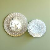 Pair round glass flush mount wall sconces