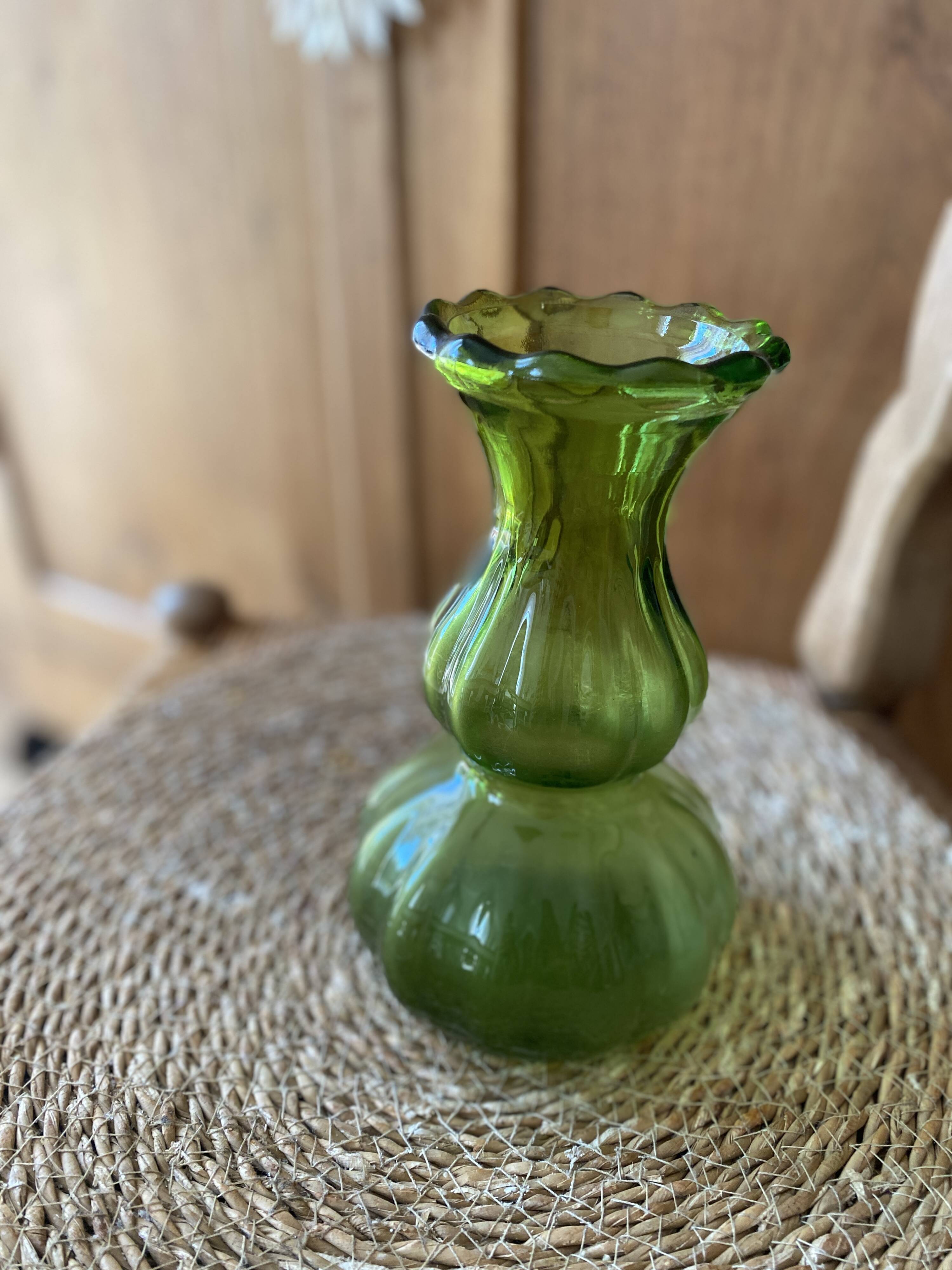 Green glass bowl
