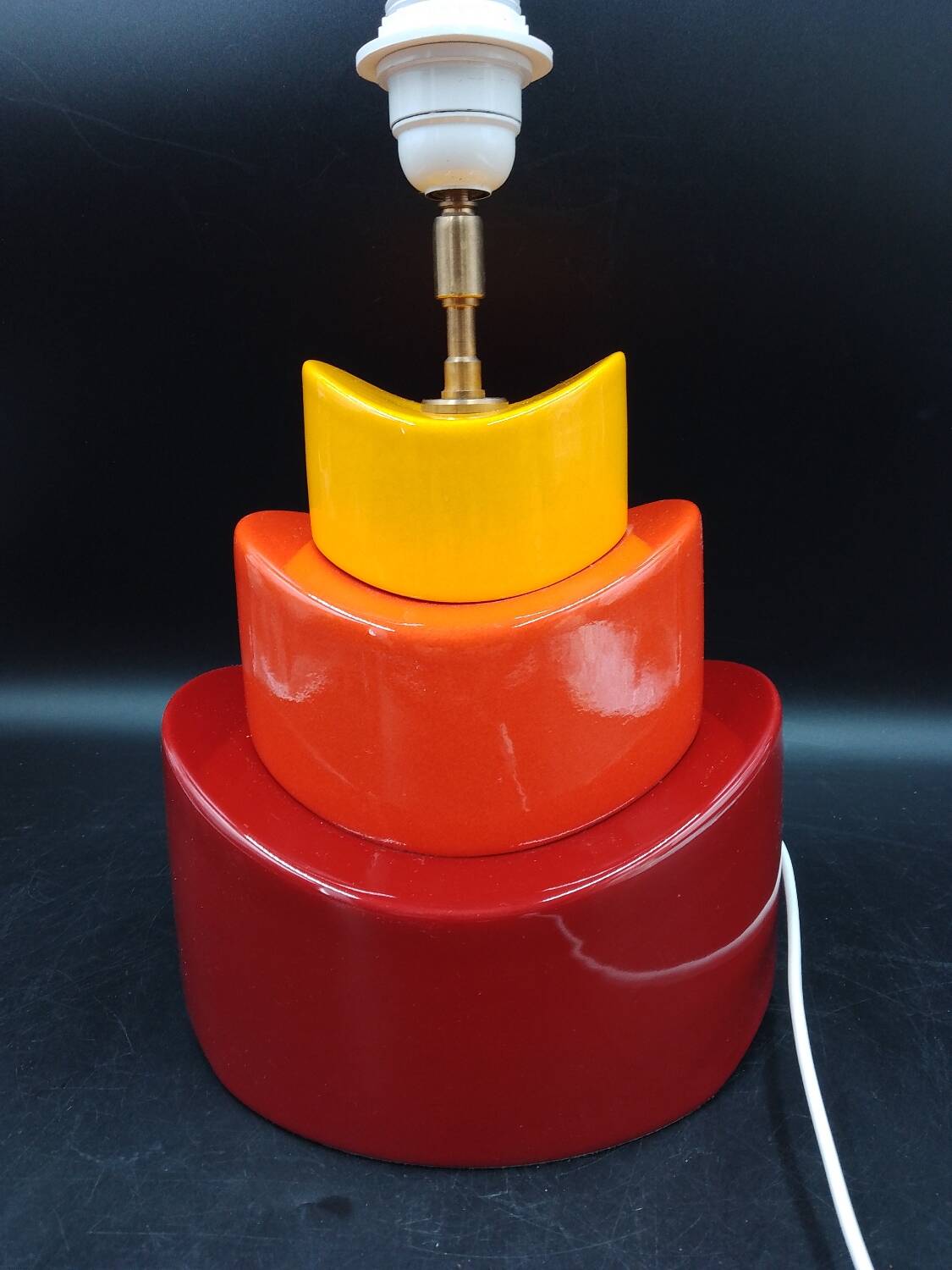 Kotska lamp model Gibus tricolor 1980 Memphis style Sun tangerine pepper