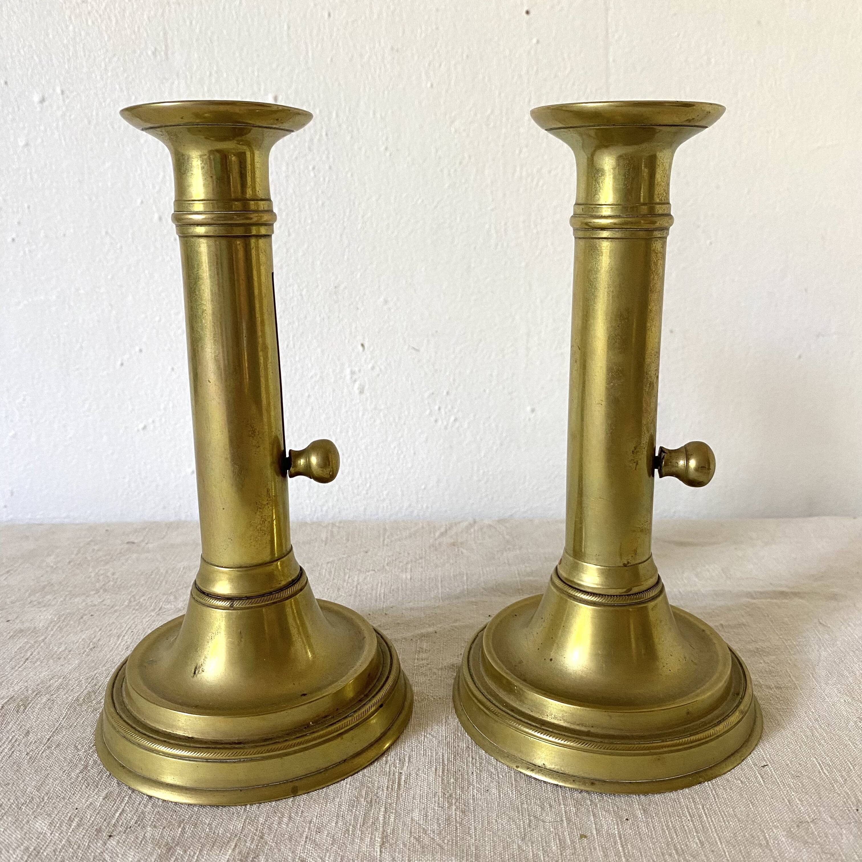 Pair of gilded brass candlesticks