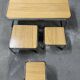 Set of 4 nesting coffee tables from the 70s, metal and solid oak.