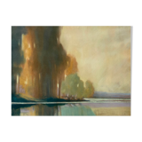 ableau Grand pastel 1922 signed Landscape of pond signed