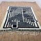 Tapis berbère beni ouraine fait main noir et blanc taille 150 x 250 cm