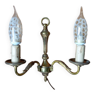 Double bronze wall lamp, Louis XVI style