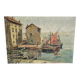 Oil on Canvas Marine Port of Martigues Signed (to be identified) Accid