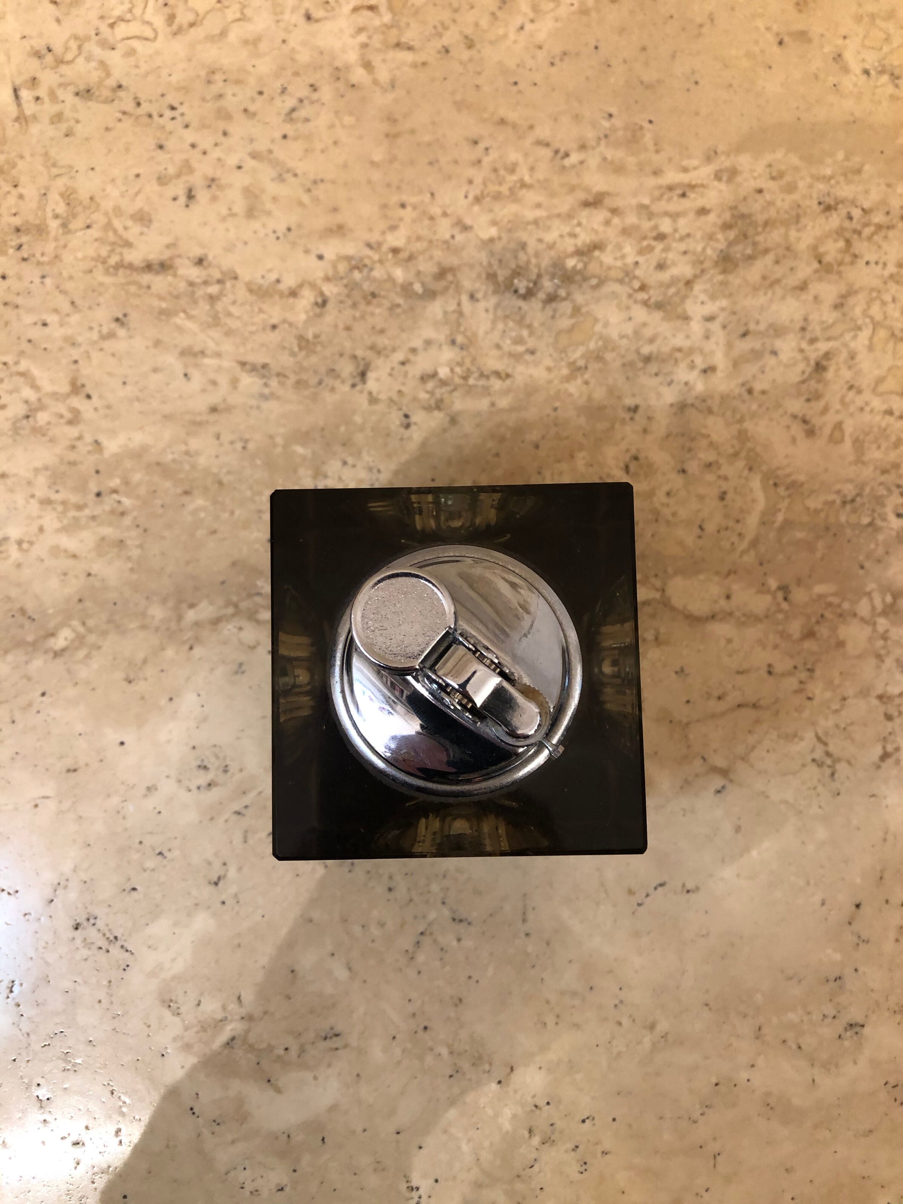 Grey glass table lighter - 70s