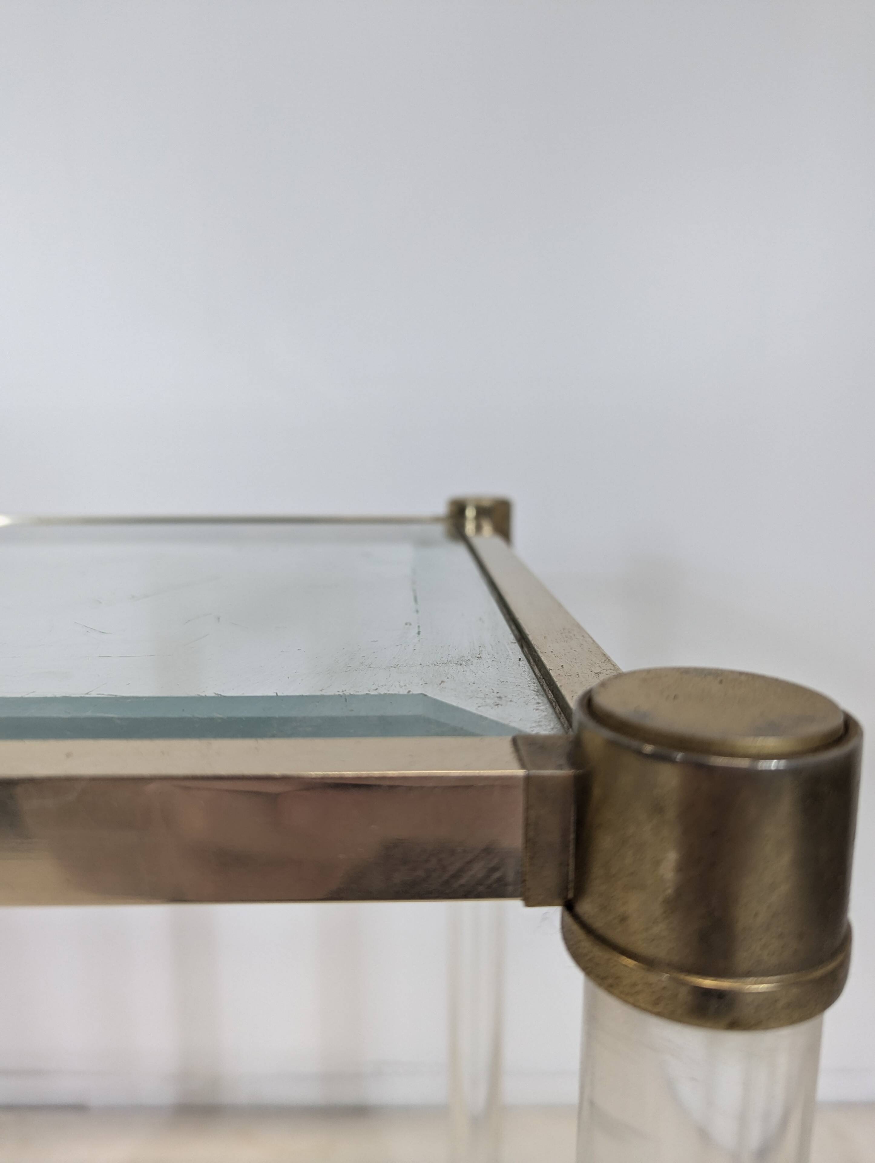 Italian style metal and plexiglass side table circa 1980