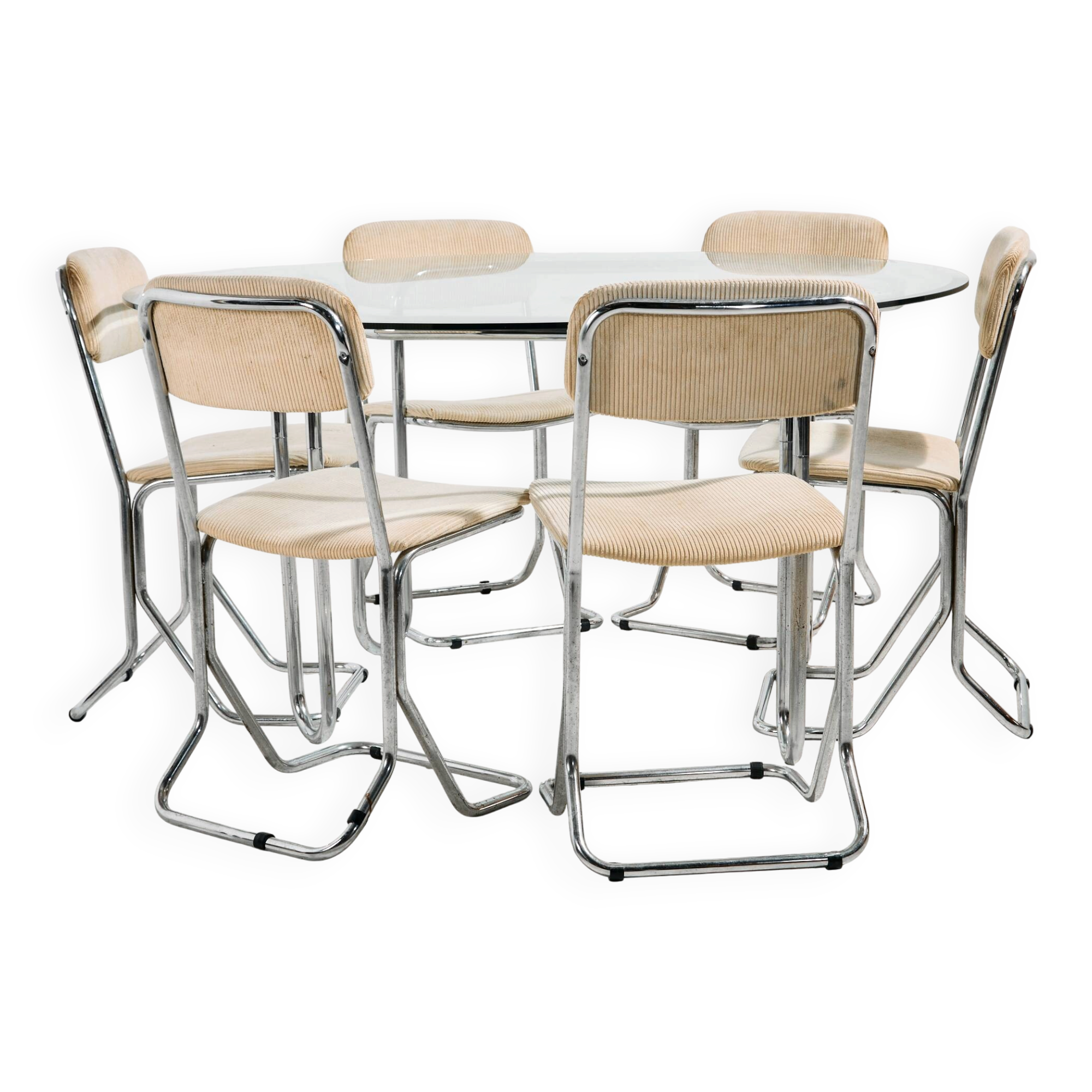 Italian chrome dining set, 7-piece set