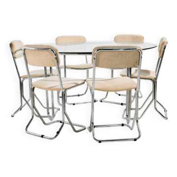 Italian chrome dining set, 7-piece set