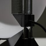 Postmodern Rhombus Shaped Table Lamp with Abstract Blue Stripes on Frosted Murano Glass