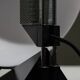 Postmodern Rhombus Shaped Table Lamp with Abstract Blue Stripes on Frosted Murano Glass