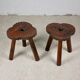 Paire de tabourets en bois, art populaire espagnol