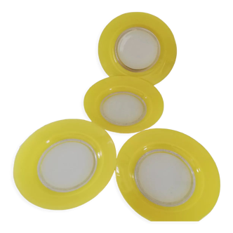 Set of 4 vintage Duralex hollow plates
