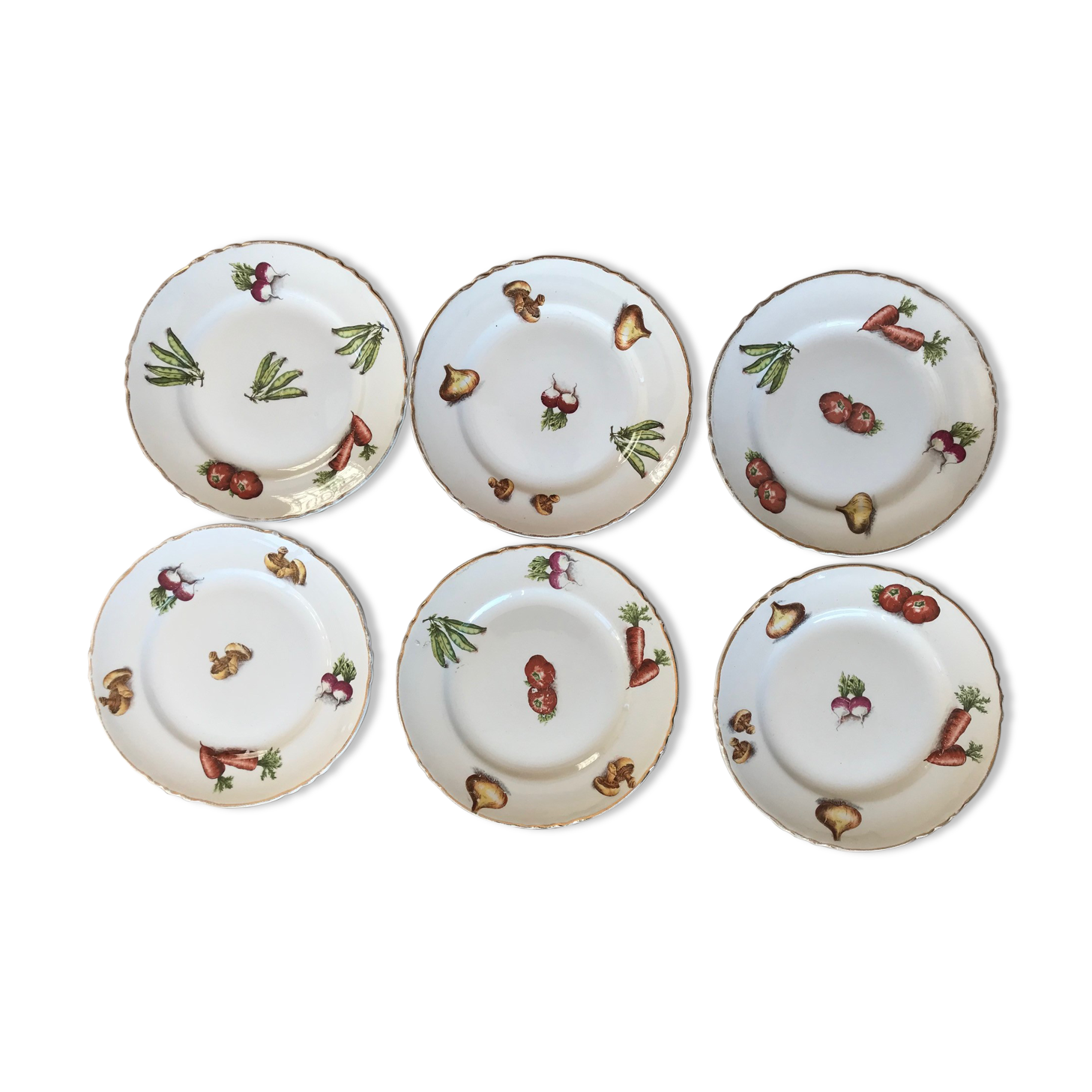 Set of 6 old dessert plates