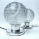 Paire de lampes de table vintage, verre structuré soufflé et chrome, annees 70