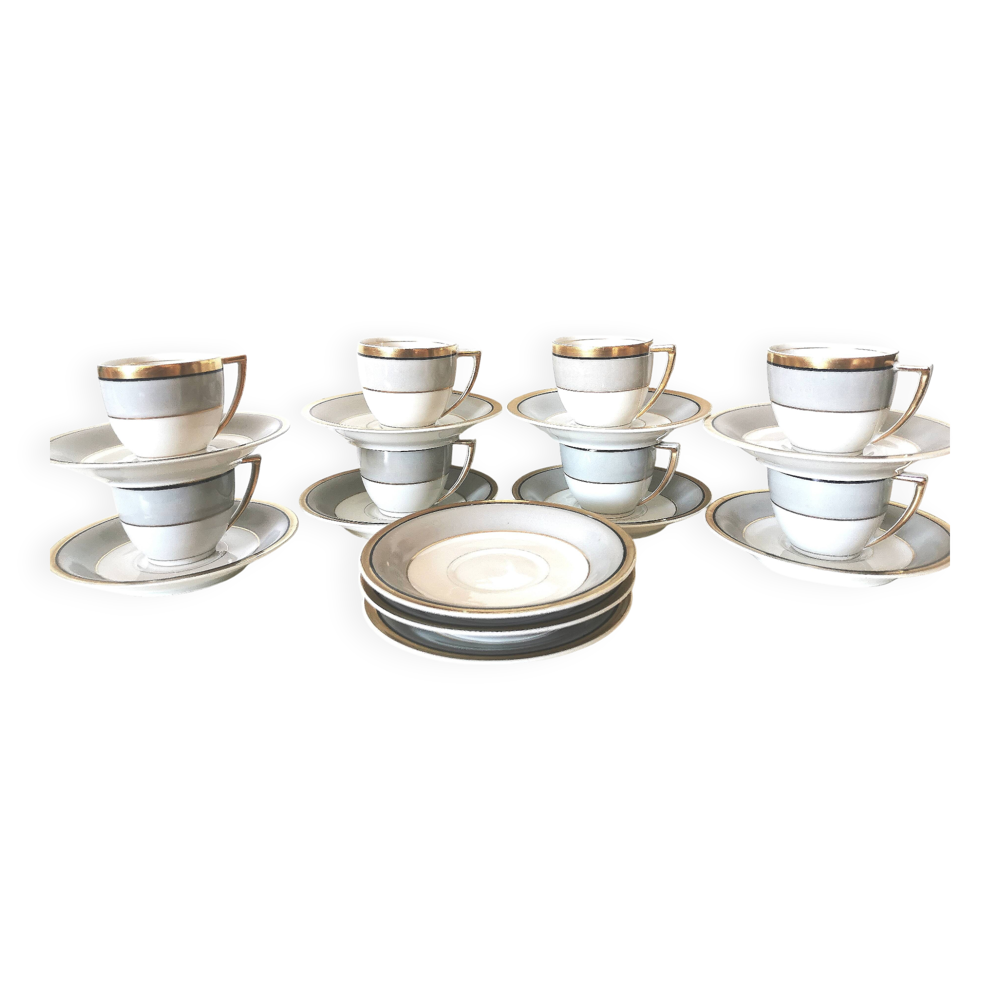 LIMOGES Gaston Sailly coffee service, white, gray and gold