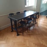 Ancienne table militaire et six chaise