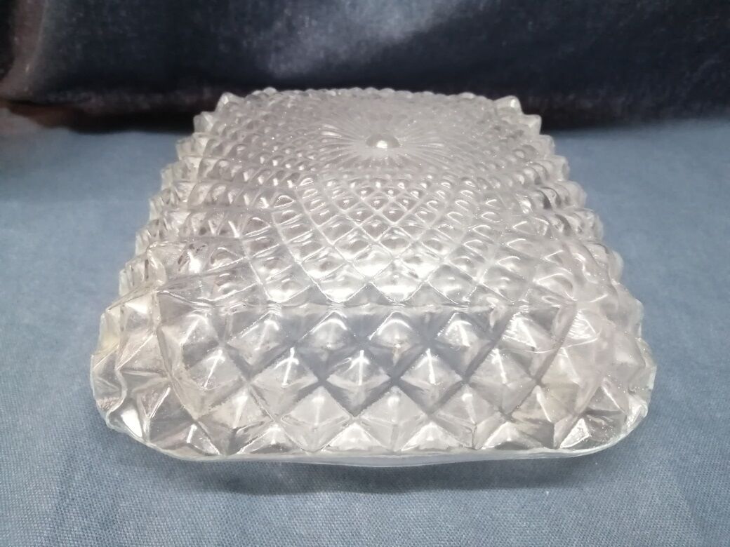 Globe square molded glass 18 cm old vintage