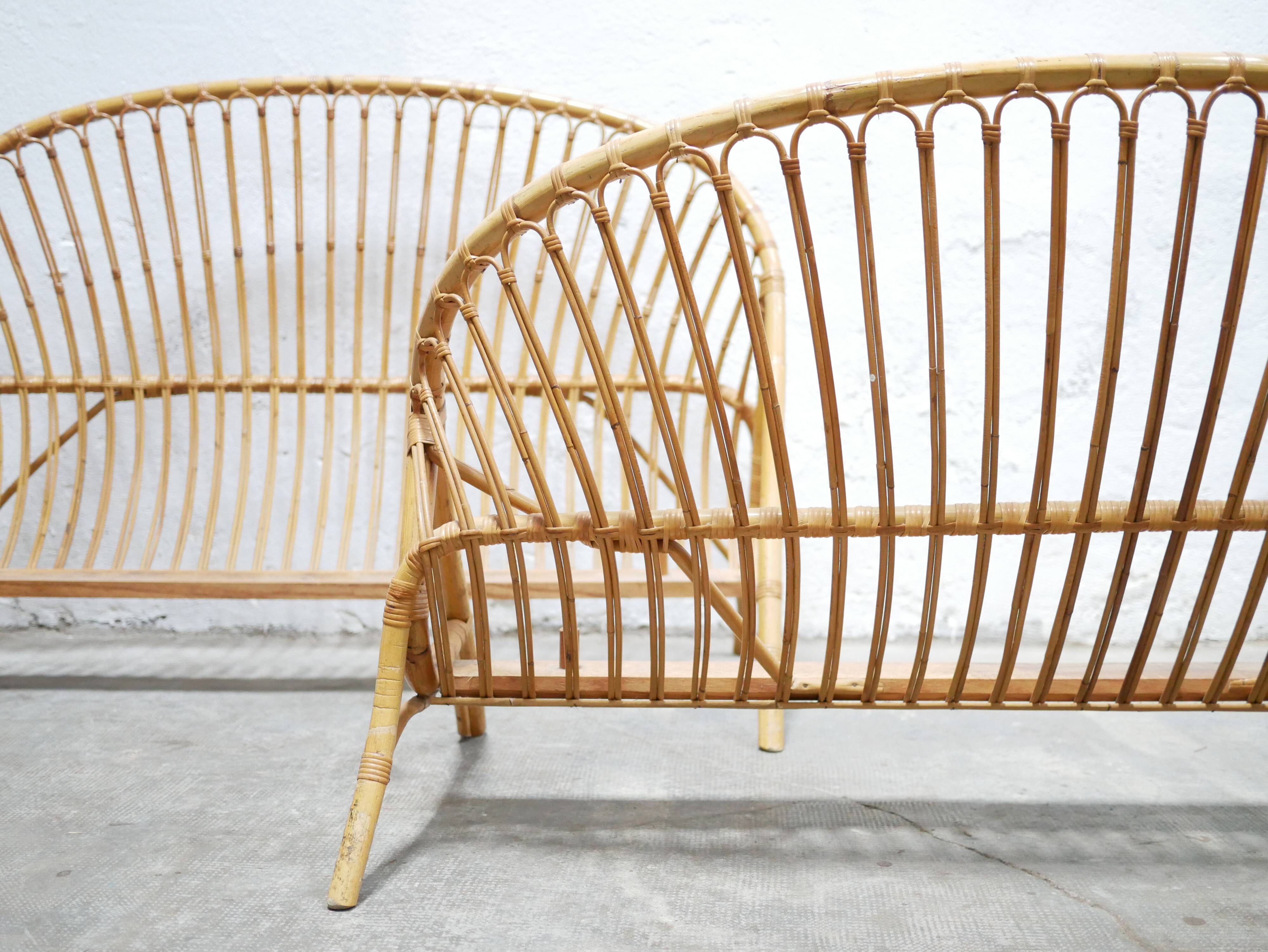 Vintage rattan basket bed 190cm x 120cm