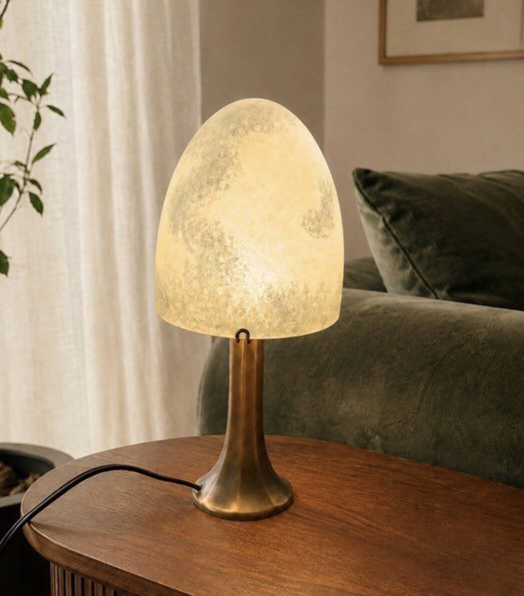 Lampe champignon vintage - pâte de verre