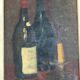 Still life with bottles of wine and candle district XX century