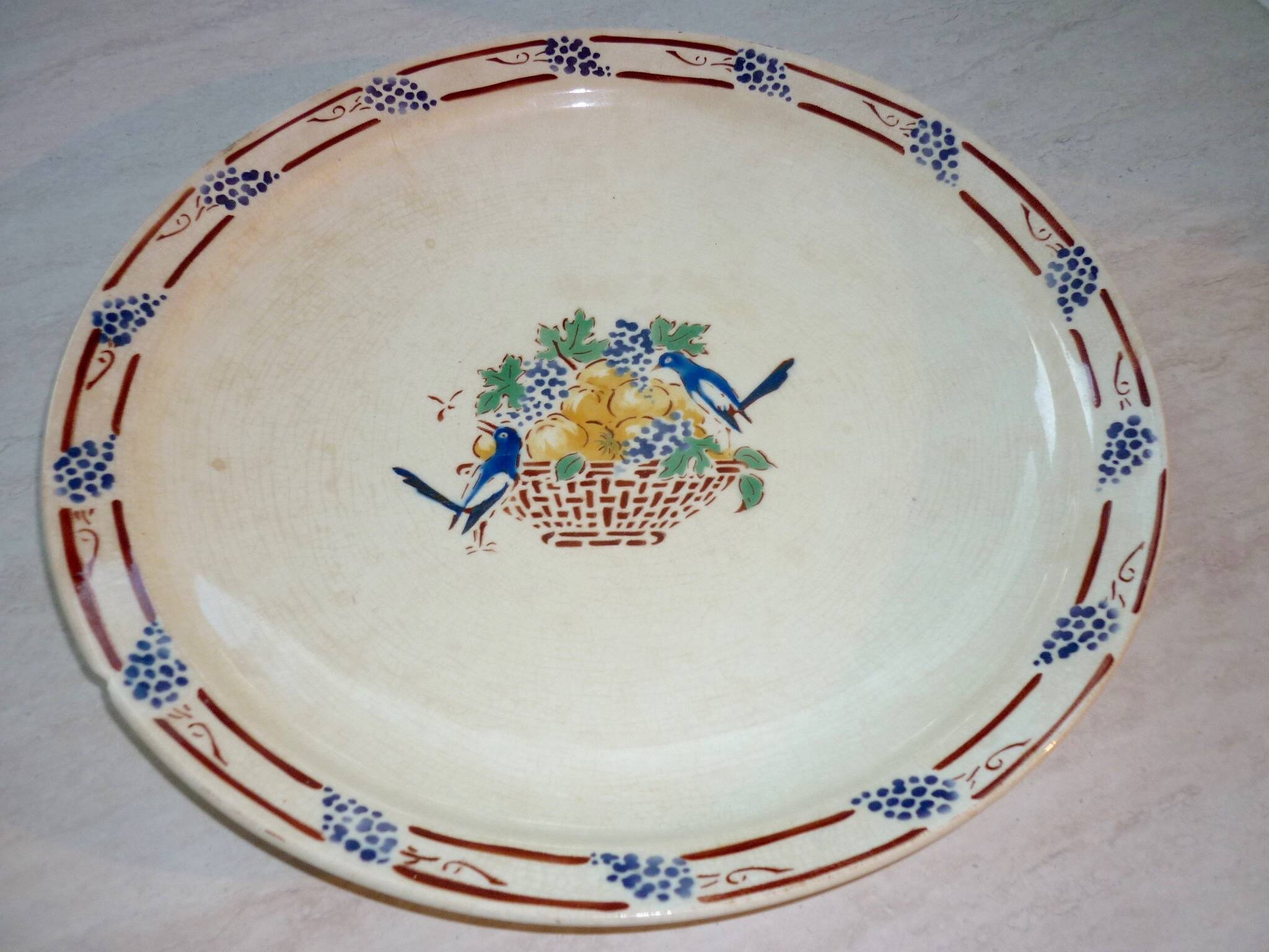 Round dish 32.5 cm Gournay signed M. Goupy for MAISON ROUARD