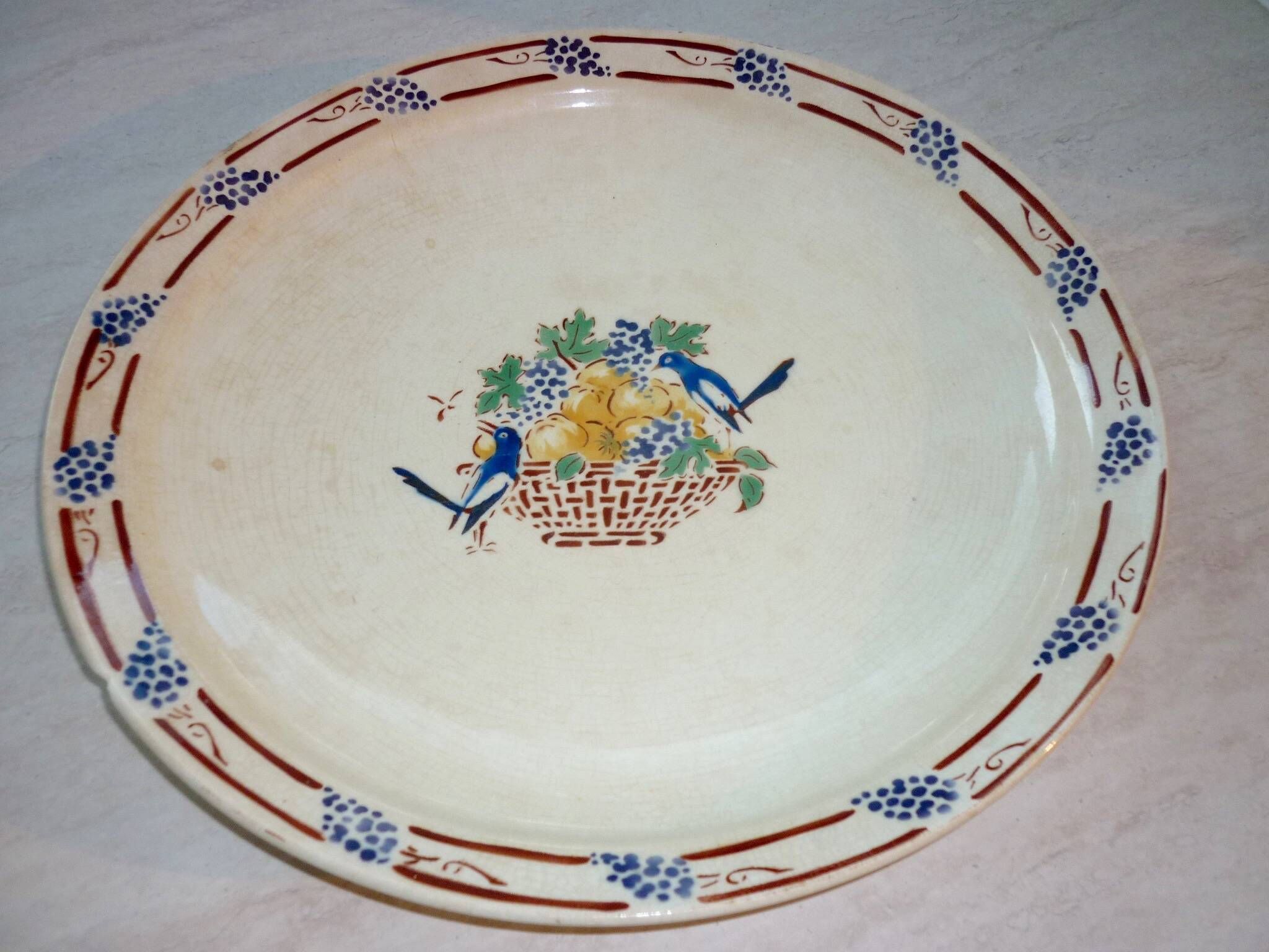 Round dish 32.5 cm Gournay signed M. Goupy for MAISON ROUARD