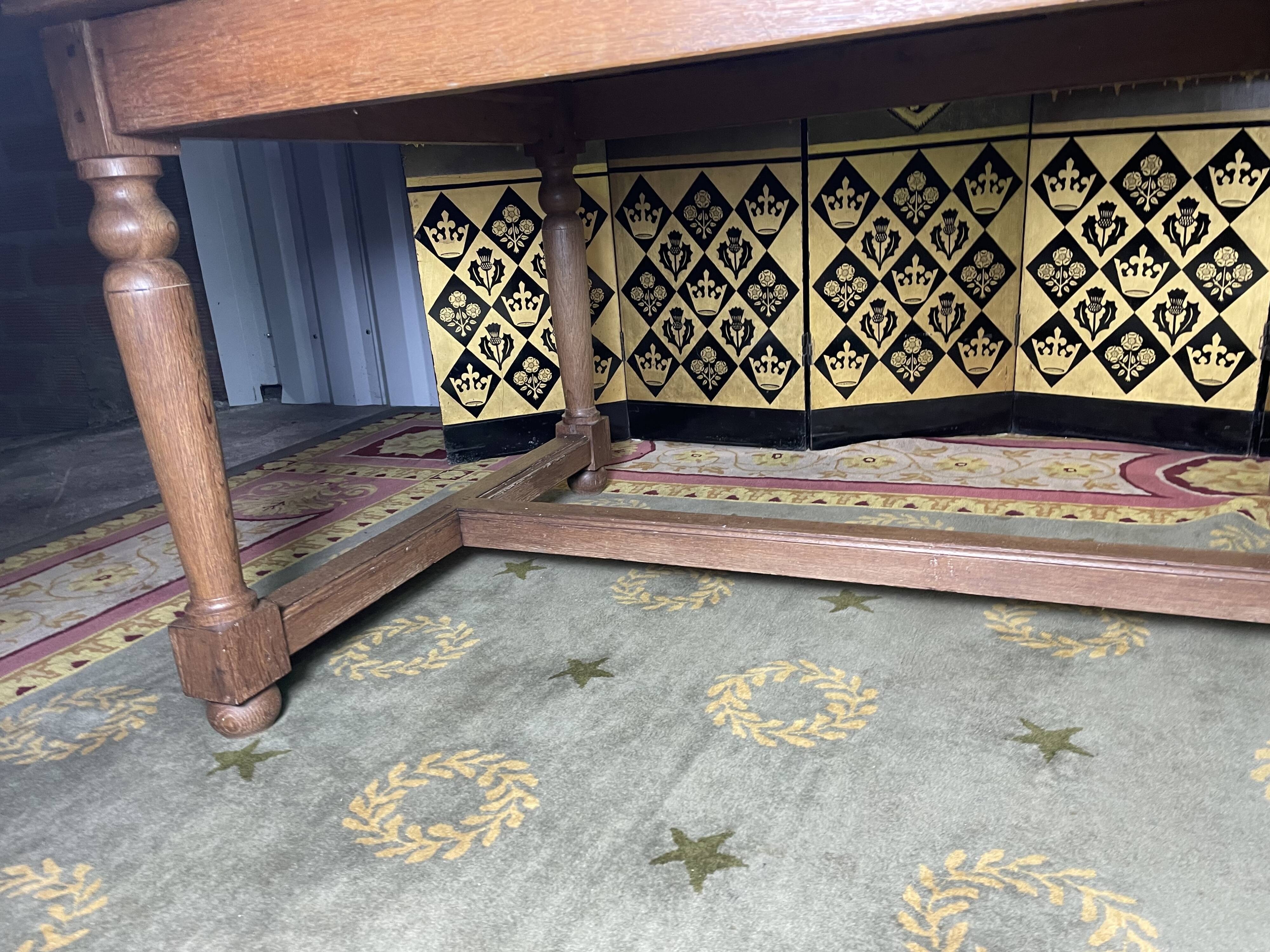 19th century oak farmhouse table with parquet flooring