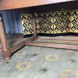 19th century oak farmhouse table with parquet flooring