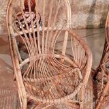 Three vintage rattan chairs