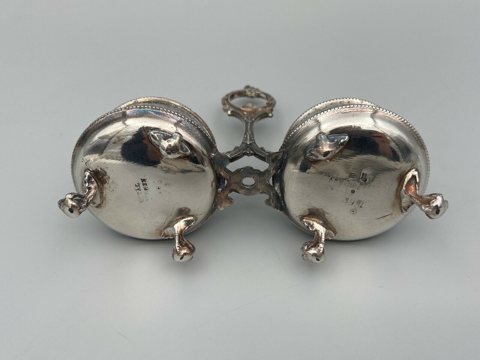 Saliere pepper metal silver Louis XV-XVl style rich ornamentation