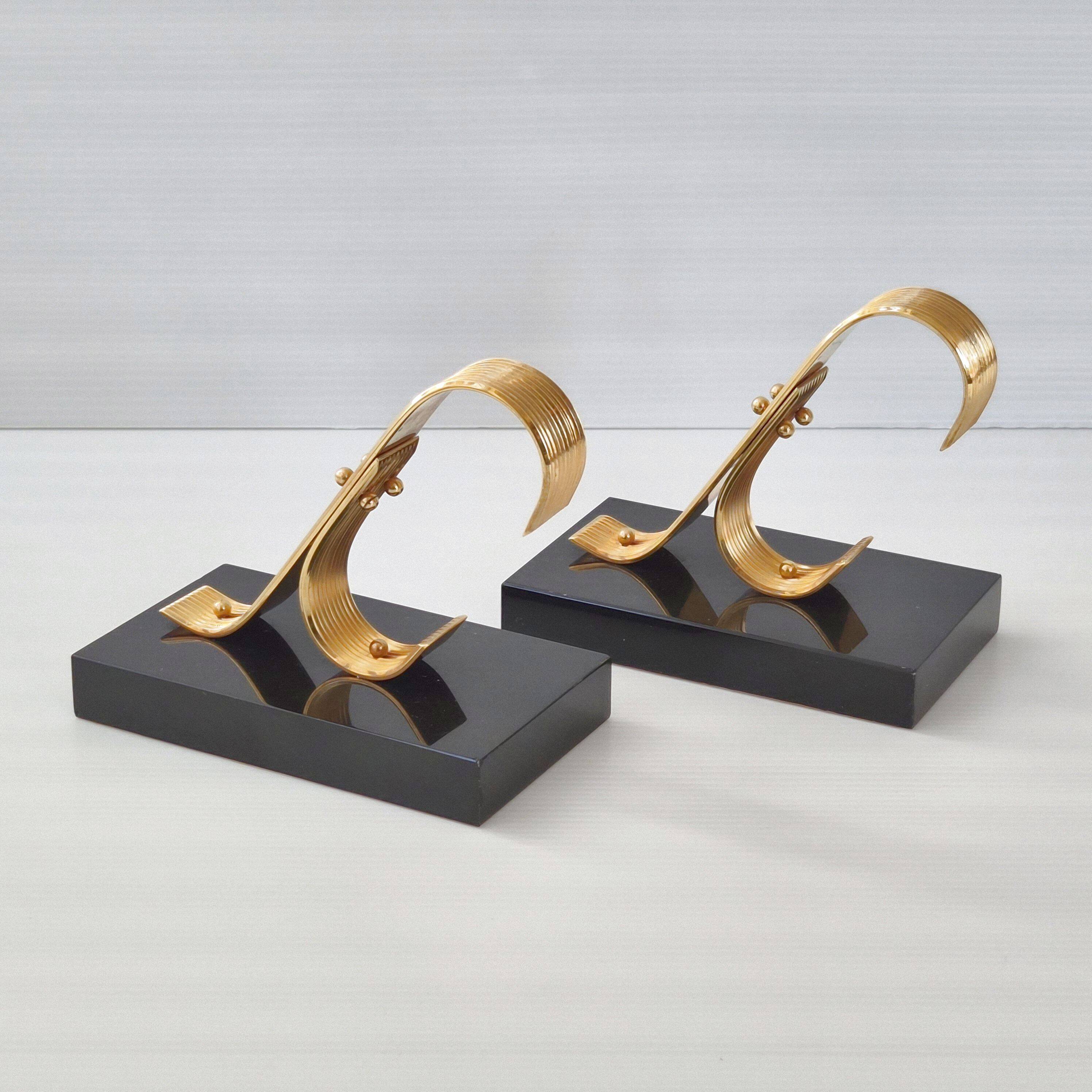 Pair of Vintage 1960s Gold Starry Bookends
