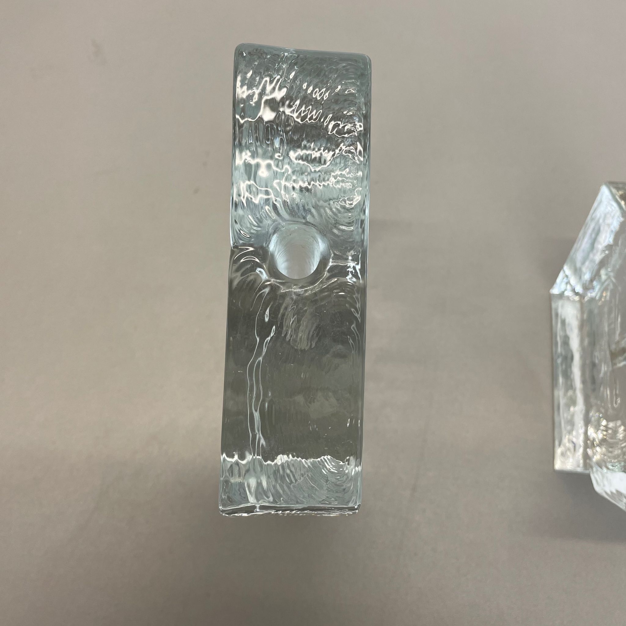 Set of 2 "brutalist" rock glass vases, germany 1970