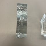 Set of 2 "brutalist" rock glass vases, germany 1970