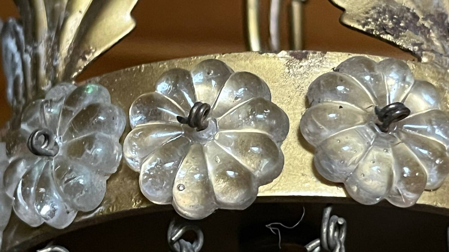 Old brass hot air balloon chandelier with pendants