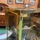 Exhibition showcase in gold-plated chrome and smoked glass - work from the 1980s.