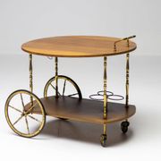 Brass and walnut bar cart by Cesare Lacca