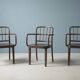 Set of 3 bentwood armchairs attributed to Josef Hoffmann for Thonet, Czechoslovakia, 1930s–1950s
