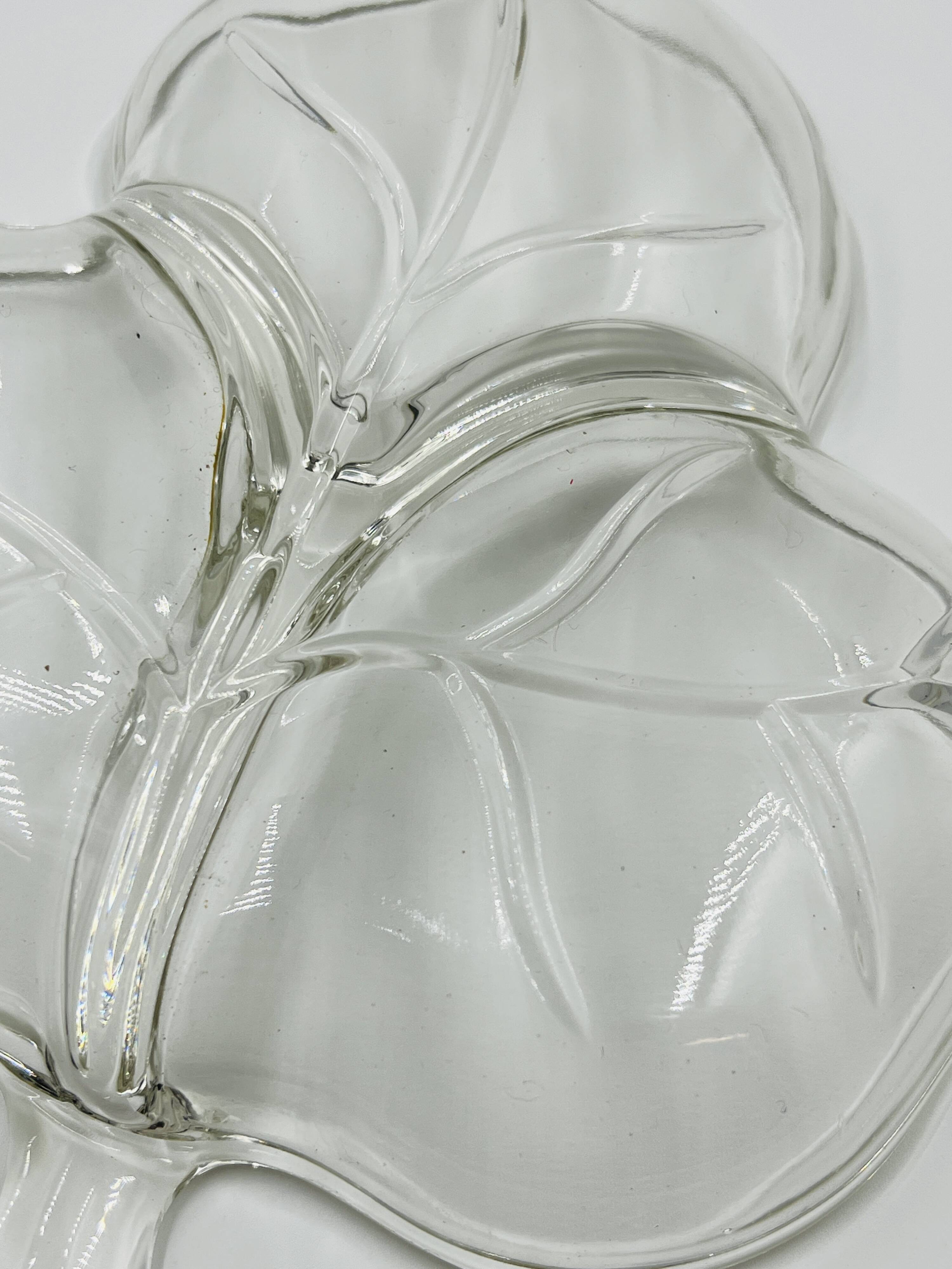 Vintage glass leaf dish