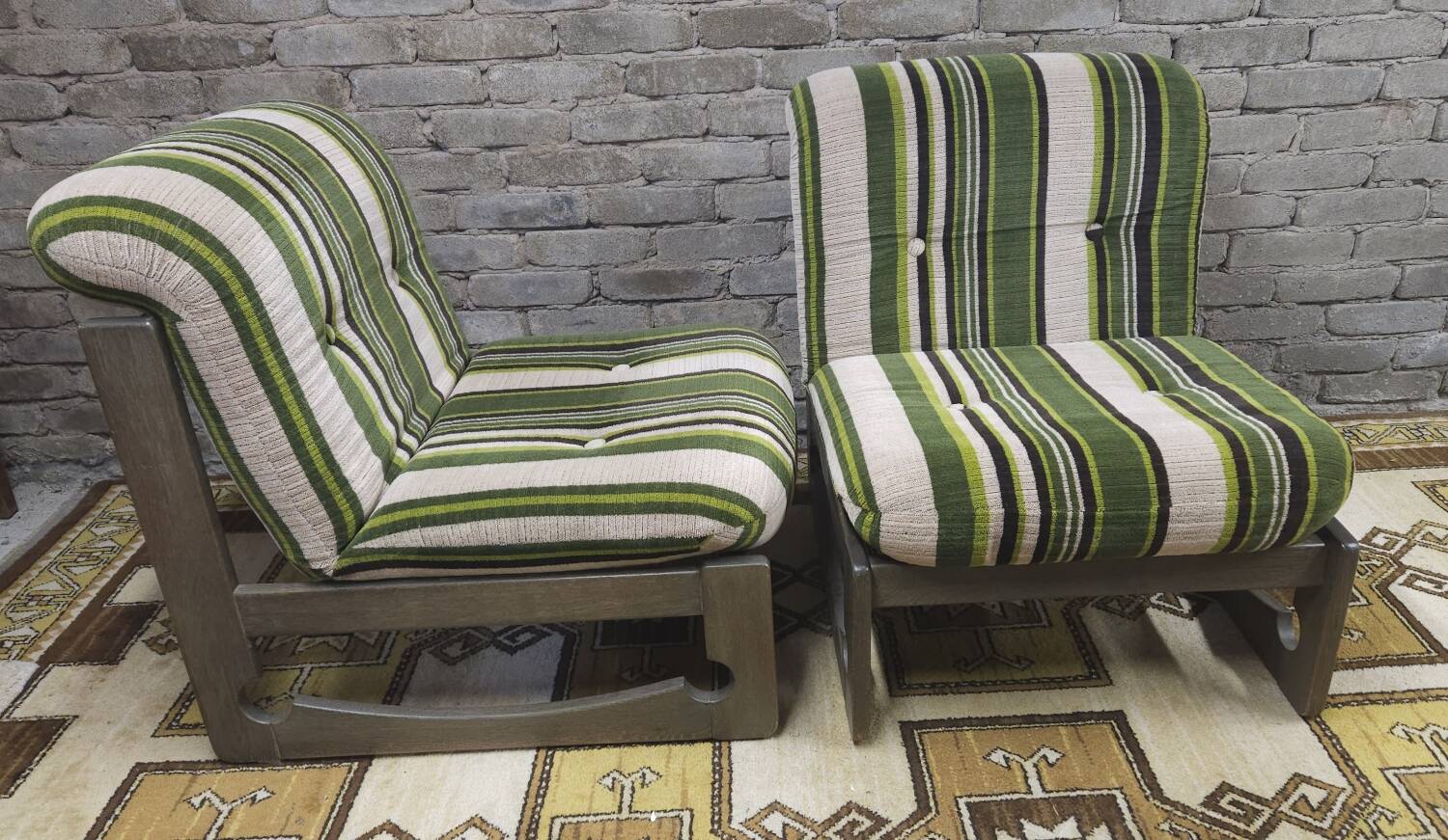 Pair of green armchairs 1970