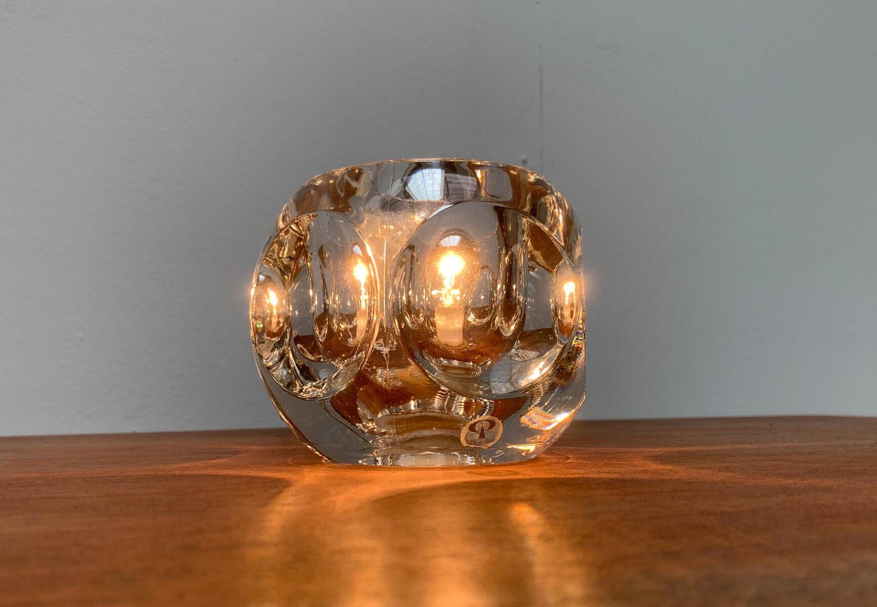 Vintage German glass table lamp by Peill & Putzler.