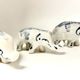 Lot de 3 éléphants en porcelaine bleu blanc figurines décoratives