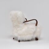 Pair of Art Deco Armchairs in Mongolian Sheepskin, 1950s