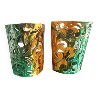 Pair of vallauris brunin style ceramic sconces