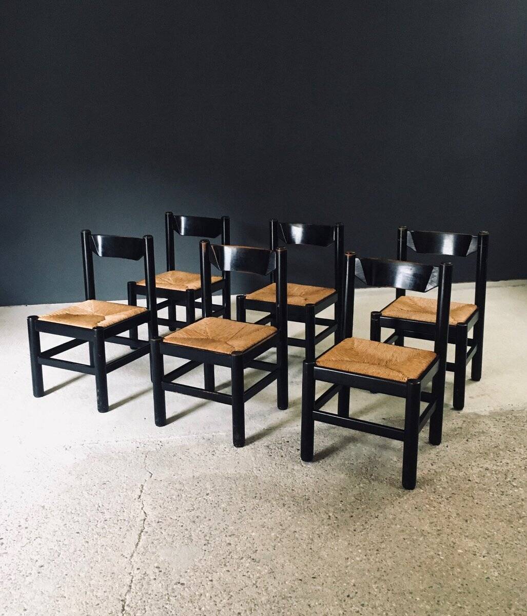 Mid-Century Modern Carimate Dining Chairs, Italy, 1970s, Set of 6