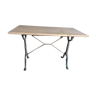 Table bistro restaurant feet metal patinated solid wood tray