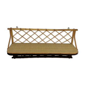 Vintage rattan wall shelf