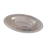 Plat ovale  creux en métal argené